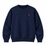 Navy Crewneck Sweatshirt With Red Logo