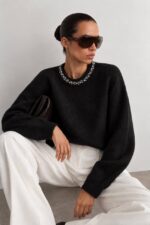 Black Sweater With Embellished Collar - Image 2