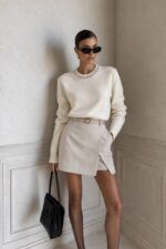 White Sweater With Embellished Collar - Image 2