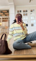 Yellow Blue Striped Knit Sweater - Image 2