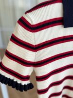 Striped Short Sleeve Button Cardigan - Image 2