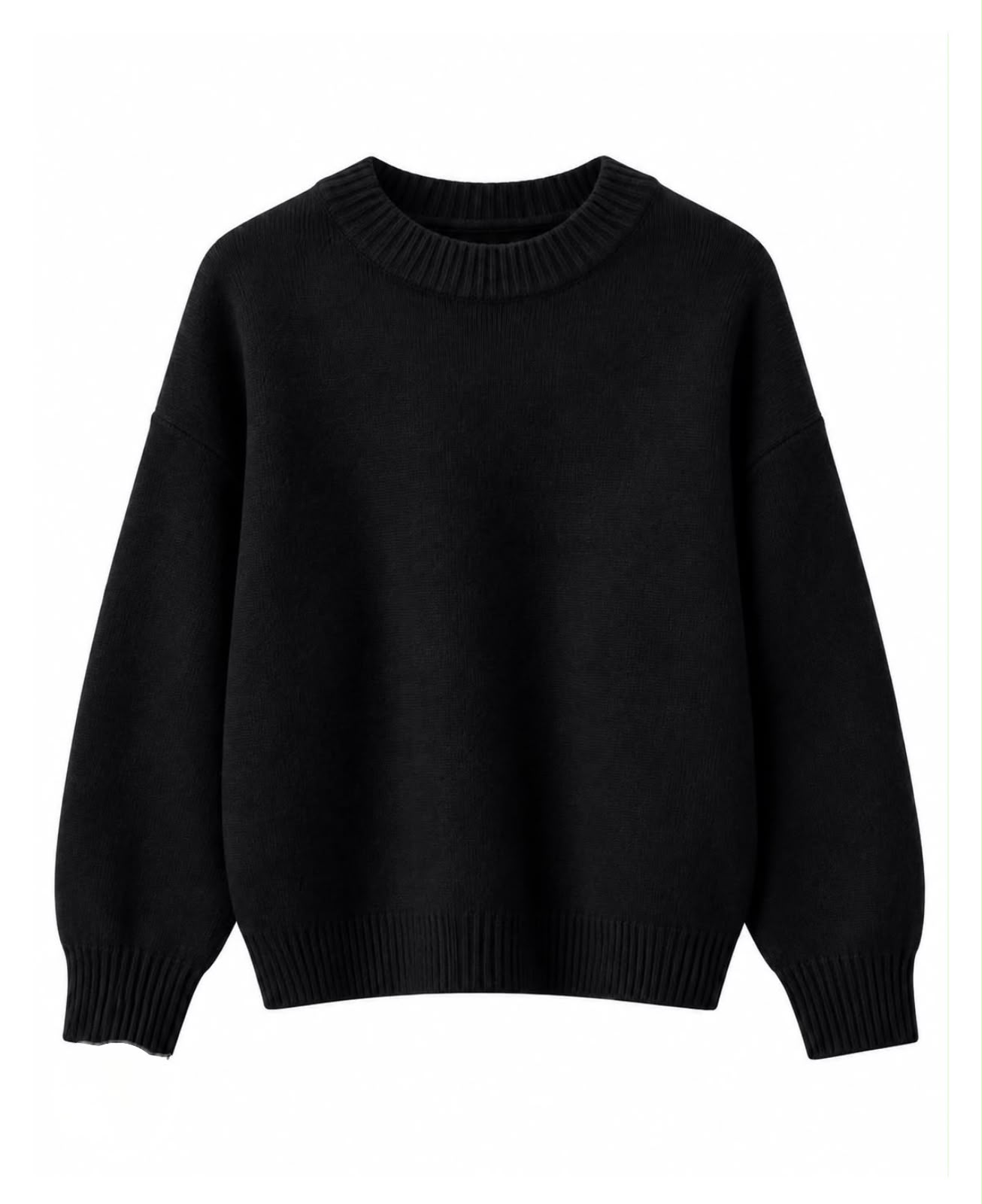 8889e826-2ab4-4196-bd02-3da178e2f48d Black Crewneck Knit Sweater - Image 1