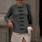 Grey Toggle Front Knit Cardigan