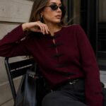 Burgundy Toggle Front Knit Cardigan