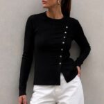 Black Button Front Cardigan Sweater