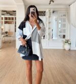 Oversized Colorblock Button Up Shirt