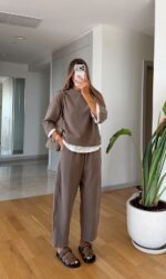 Warm Taupe Relaxed Fit Loungewear Set