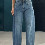 High Waist Wide Leg Blue Jeans