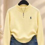 Yellow Quarter Zip Knit Sweater