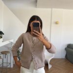 Beige Knit Cardigan With Colorful Buttons