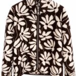 Brown Floral Fleece Zip Jacket