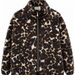 Leopard Print Sherpa Zip Jacket