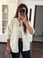 Cream Lace Knit Button Cardigan