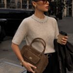 Beige Short Sleeve Sweater With Pearl Detail