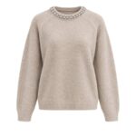 Beige Sweater With Embellished Collar