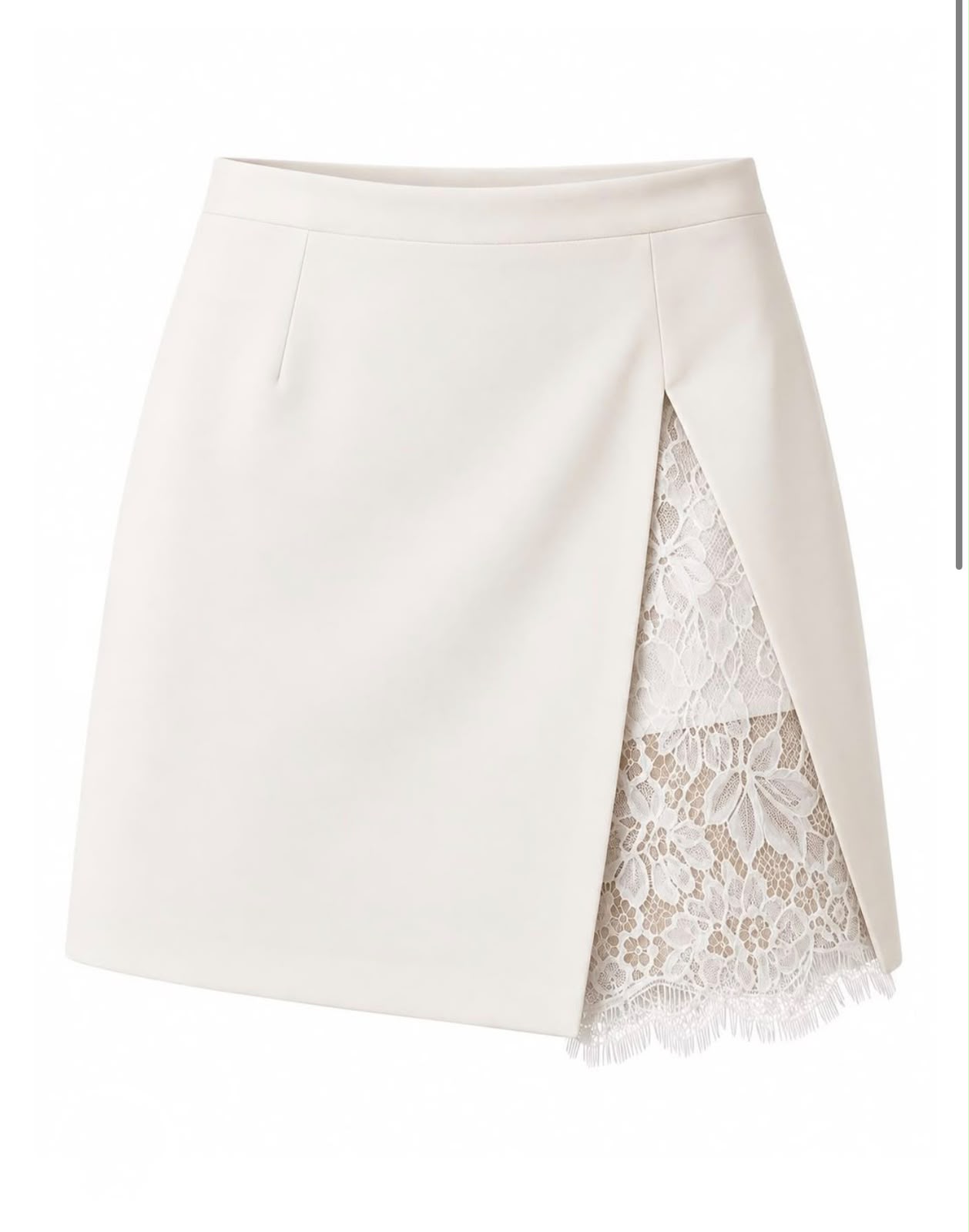 b30f376f-23d9-40dd-a655-59c98b3eefe6 (1) White Lace Panel Mini Skirt - Image 1