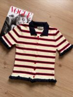 Striped Short Sleeve Button Cardigan - Image 3