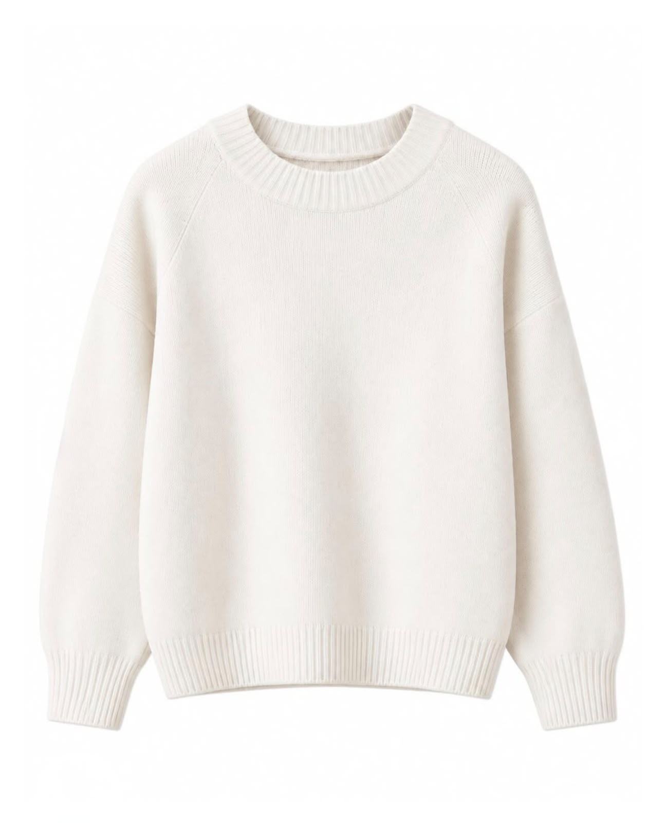 dbf1370a-677d-43bf-8776-18233b361b12 (1) White Crew Neck Knit Sweater - Image 1