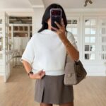 White Knit Short Sleeve Sweater Top