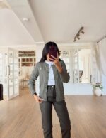 Women's Gray Cable Knit Cardigan
