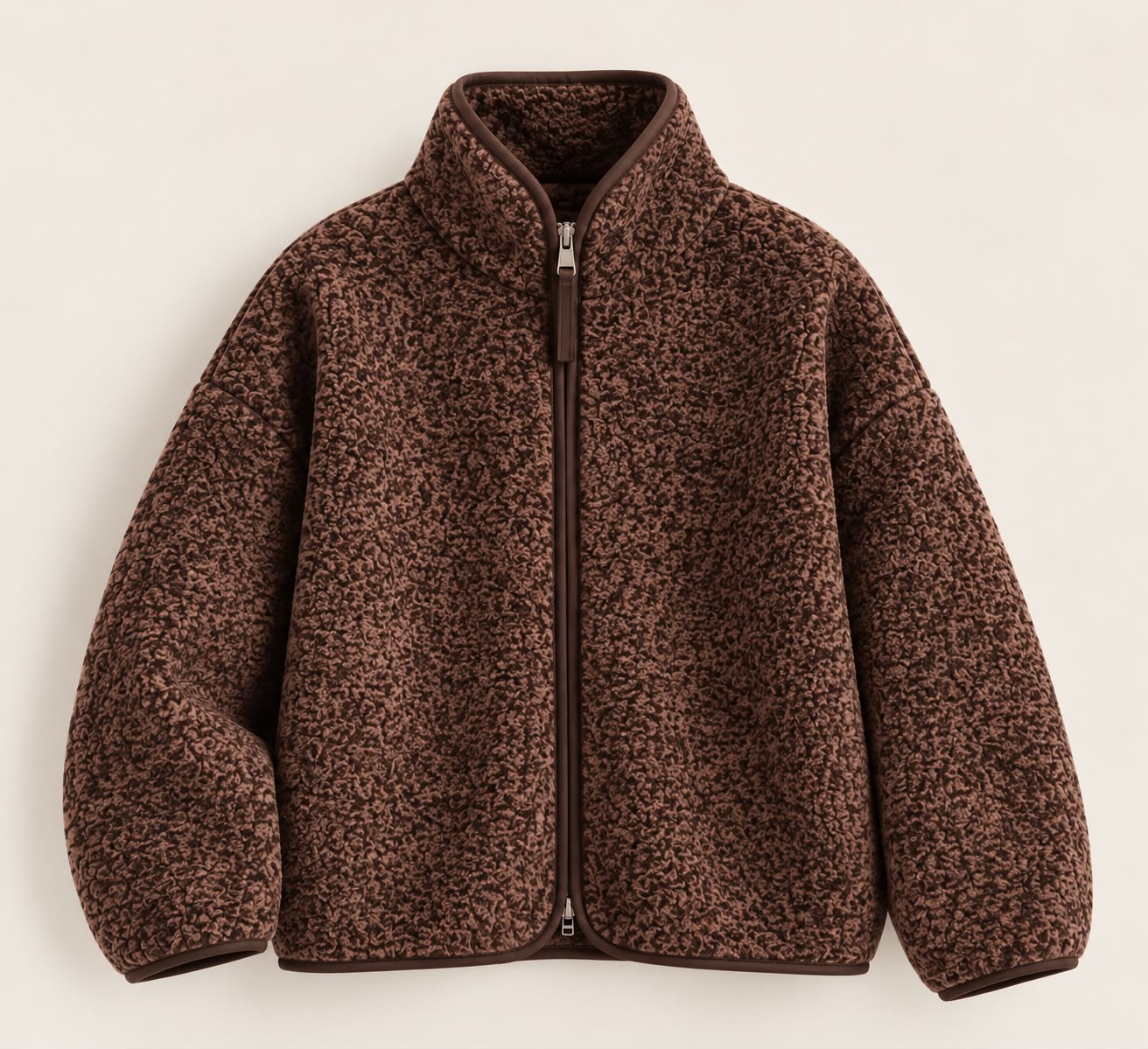 0317eb3c-4461-4115-8609-da7504cc40f7 Brown Sherpa Fleece Zip Jacket - Image 1