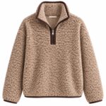 Tan Sherpa Fleece Quarter Zip Pullover