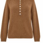 Brown Button Front Knit Sweater