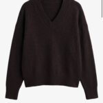 Dark Brown V-Neck Knit Sweater