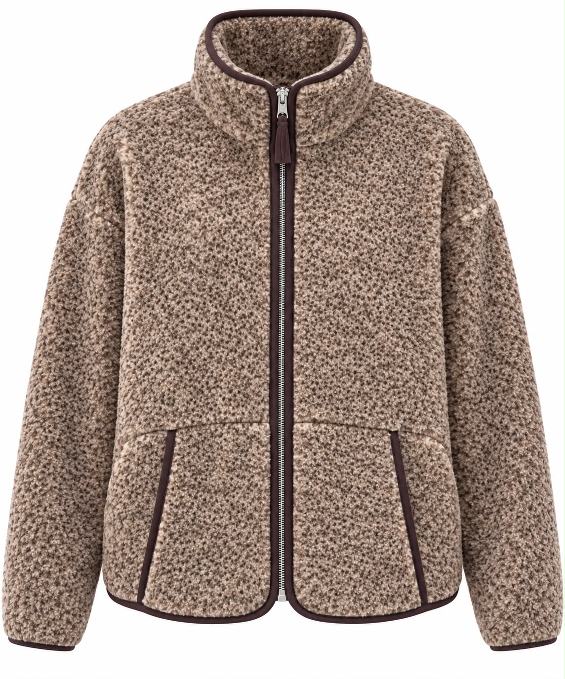 45c41918-daae-4750-8267-520d957798ce Beige Sherpa Fleece Zip Jacket - Image 1