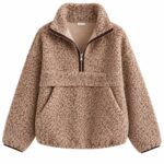 Beige Sherpa Fleece Half Zip Pullover