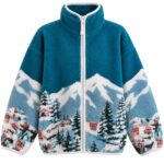 Mountain Village Print Fleece Zip Jacket