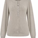 Beige Button Front Knit Sweater