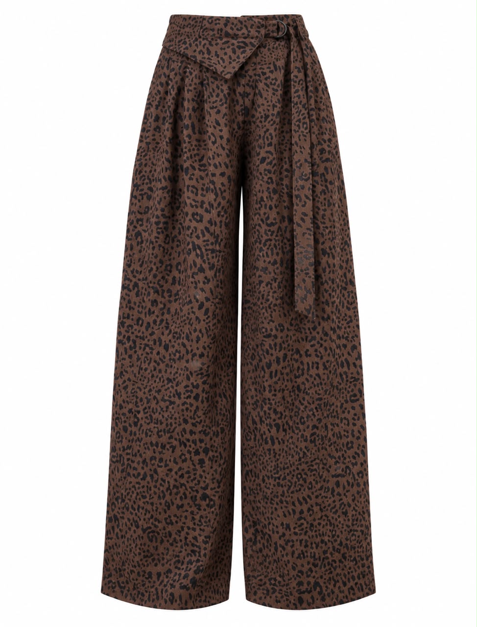 78745a30-39a1-4732-a8f0-f0c1623e5d3e Brown Leopard Print Denim Wide Leg Pants - Image 1