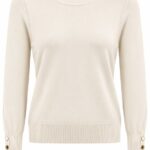 Ivory Knit Sweater With Button Cuffs
