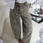 Wide Leg Leopard Print Jeans