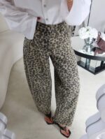 Wide Leg Leopard Print Jeans