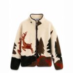 Fleece Jacket With Deer and Forest Print