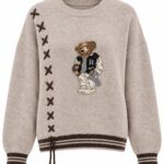 Beige Sweater With Embroidered Bear Patch