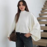 White Batwing Sleeve Knit Sweater