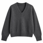 Dark Gray V-Neck Knit Sweater