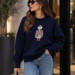 Navy Blue Graphic Sweatshirt