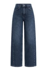 High Waist Wide Leg Blue Jeans