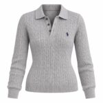 Ralph Lauren Grey Cable Knit Polo Sweater