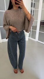 Blue Leopard Print Wide Leg Jeans - Image 2