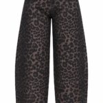 Wide Leg Leopard Print Jeans