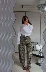 Wide Leg Leopard Print Jeans - Image 2