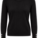 Black Long Sleeve Sweater With Button Cuffs